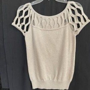 A/X Armani Exchange Metallic Gold and Silver Sweater with Cutouts, Sz XS